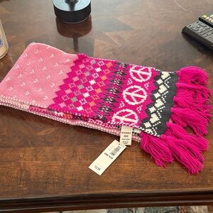 Old Navy Pink and Gray Peace Sign Scarf